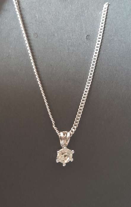 Silver Cubic Zirconia pendant chain necklace