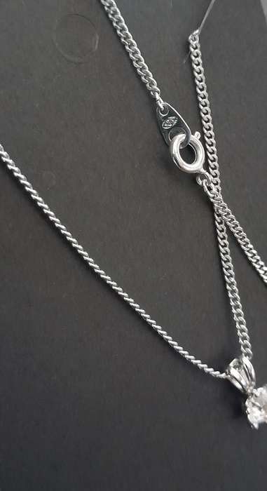 Silver Cubic Zirconia pendant chain necklace
