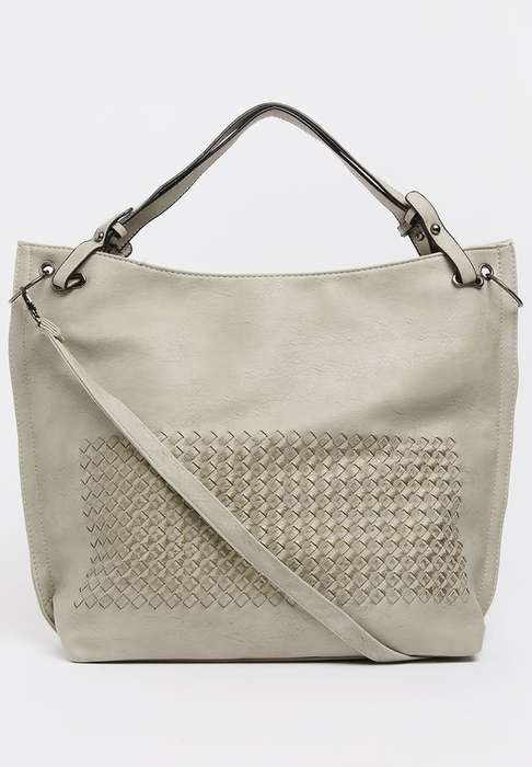Stylish large travel tote handbag leather look Cream