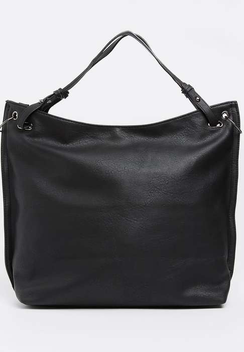Stylish large travel tote hand bag leather look Black