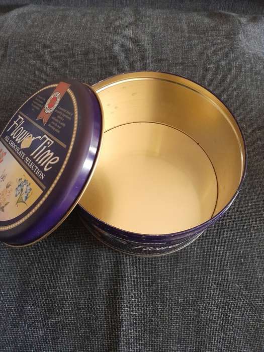 Vintage round biscuit storage tin