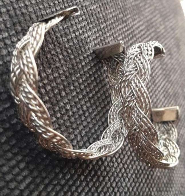 Vintage stainless weave cuff bracelet x 2
