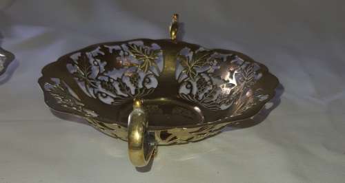 A PAIR OF VINTAGE SILVER SWEETS TRAYS IN RELATIVE GOOD CONDITION SOLD AS IS