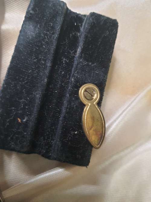 AN ANTTIQUE DESERT SPOONS AND A LADEL SET IN ITS ORIGINAL BOX