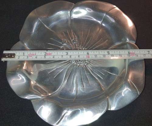 AN ORNATE ALLUMINIUM ALLOY CAROL BOYES STYLE MEXICAN MADE SERVING TRAY
