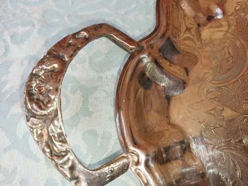 A VINTAGE VICTORIAN-STYLE SOLID SILVER PLATED SERVING TRAY