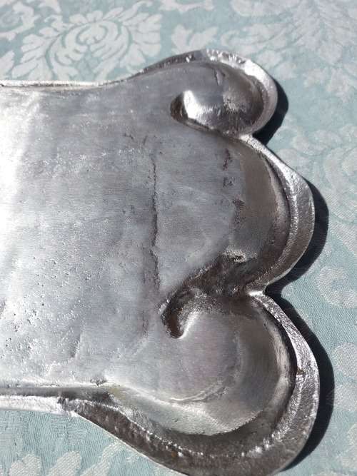 A VINTAGE ART DECOR EXTRA LARGE ALUMINUM ALLOY CAROL BOYES STYLE SERVING PLATTER