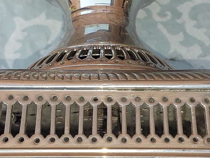 A VINTAGE SILVERPLATED 50-CENTIMETER HIGH ROMAN-STYLE VASE