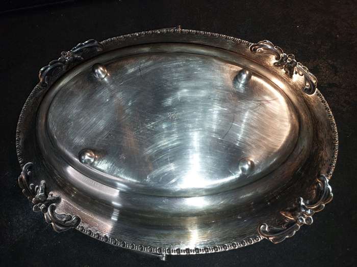 TWO VINTAGE EPNS  SERVING TRAYS SOLD AS IS