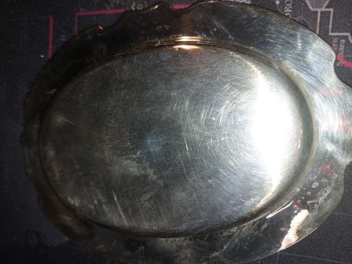 TWO VINTAGE VICTORIAN STYLE SILVER PLATED CANOP`ES TRAYS SOLD AS IS