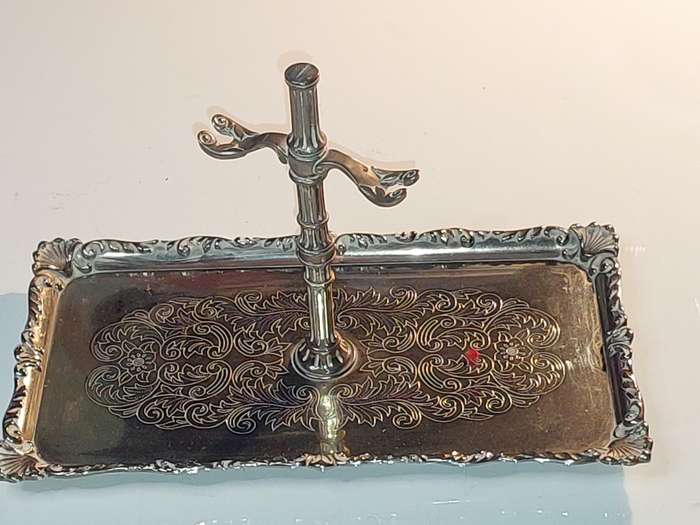 3 VINTAGE ART DECOR SILVER PLATED TABLE SERVER STANDS