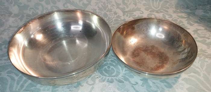 TWO VINTAGE CHRISTOFEL FRANCE BOWLS SILVER PLATED SOLD AS IS