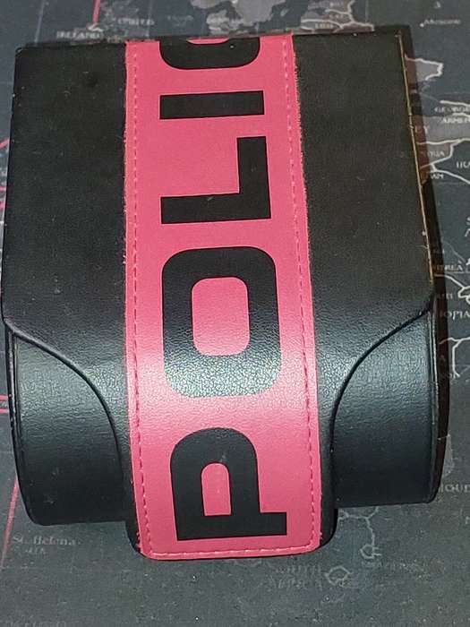 A MENS POLICE RECTANGULAR BLACK ENAMEL WRISTWATCH