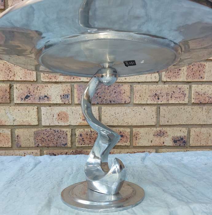 AN ART DECOR ORNATE SI COMO PEWTER-MADE IN MEXICO CAKE STAND