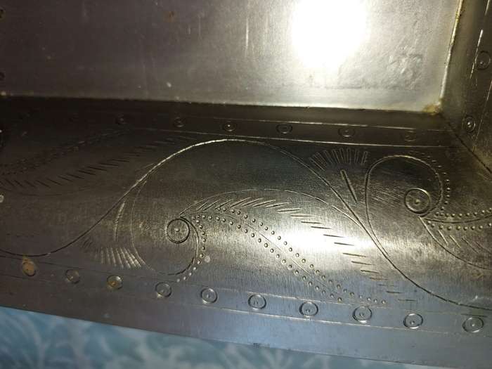 TWO IRON SHEET METAL EXTRA LARGE SERVING TRAYS SOLD AS IS