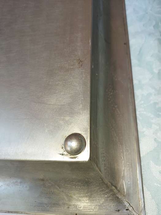TWO IRON SHEET METAL EXTRA LARGE SERVING TRAYS SOLD AS IS