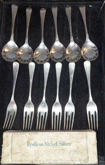 ANTIQUE RUSTLESS NICKEL SILVER SIPELIA FORKS AND SPOONS