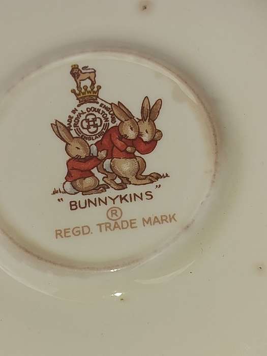A RARE ROYAL DOULTON BUNNYKINS TEA CUP AND SAUCER