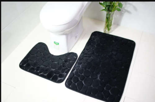 Bathroom Mats Black & Navy Blue