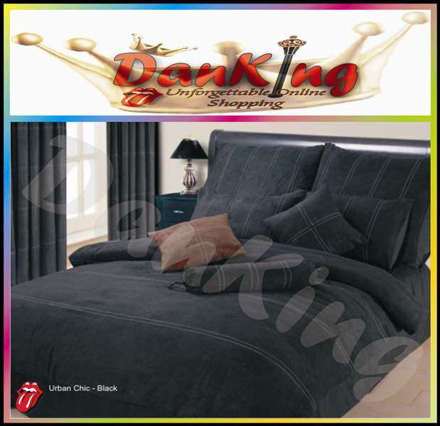 ** New Design ** Exclusive Embroided Queen or Double Bed Linen - Urban Chic Black Creation