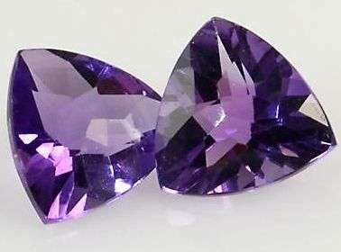 AA  Grade Amethyst Pair  of Trillions 6mm 1.32ct Total