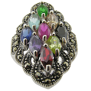 BESR SELLER! 925 Sterling Silver Natural Multicolor Ring *MOST REASONABLE INTERNATIONAL SHIPPING