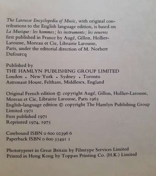 The Larousse Encyclopedia of MUSIC ~ edited by Geoffrey Hindley