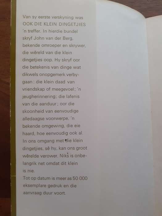 Ook Die Klein Dingetjies ~ J van der Berg