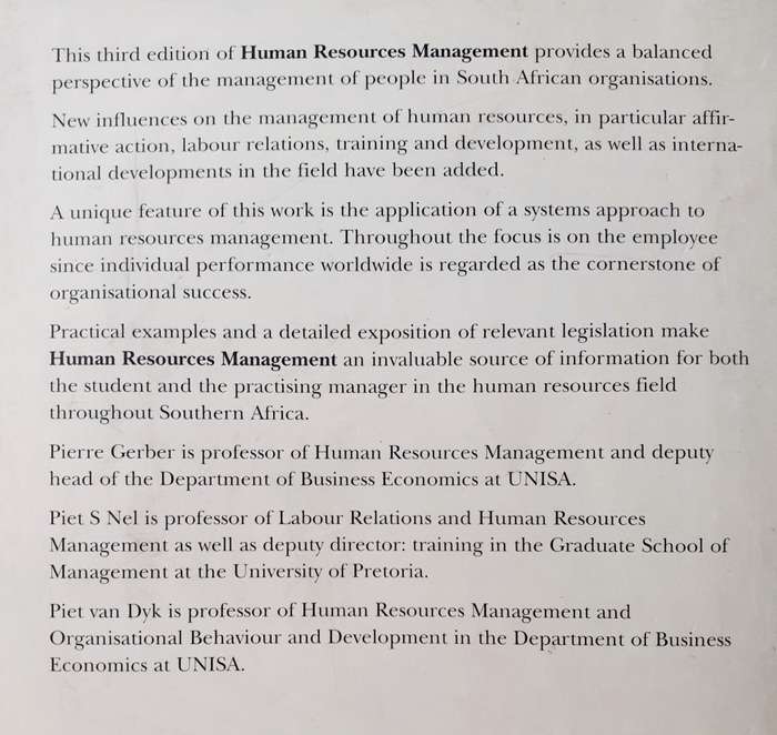 Human Resources Management ~ Gerber / Nel / van Dyk