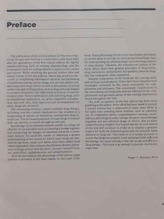 Pharmacology (second edition) ~ Roger T Malseed