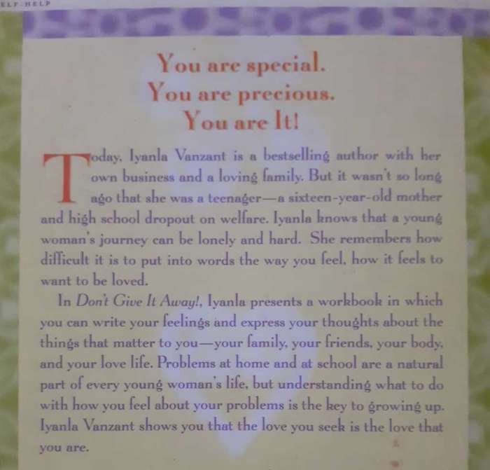 Don`t Give it Away! ~ Iyanla Vanzant