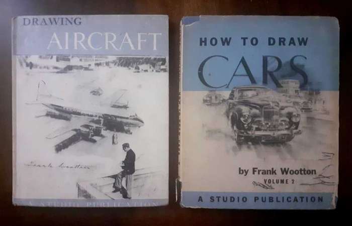 Two art books by Frank Wootton - How To Draw Cars / Drawing Aircraft