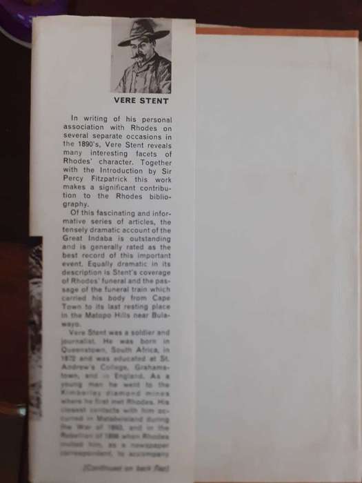 A Personal Record of Some Incidents in the Life of Cecil Rhodes ~ Vere Stent