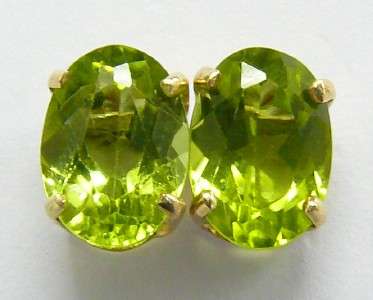 Peridot Oval Cut Stud Earrings in 10K Solid Yellow Gold