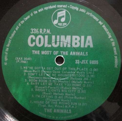 THE ANIMALS - THE MOST OF THE ANIMALS  (LP/VINYL)
