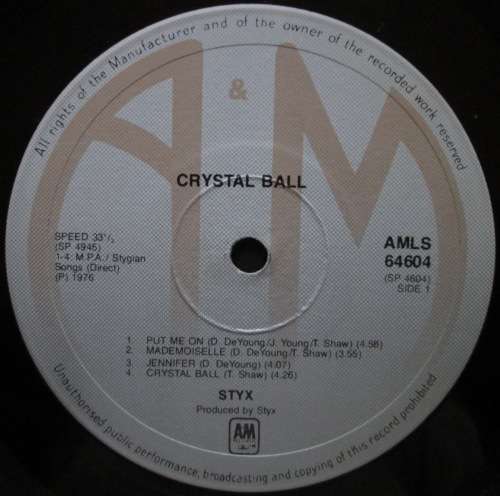 STYX - CRYSTAL BALL  (LP/VINYL)