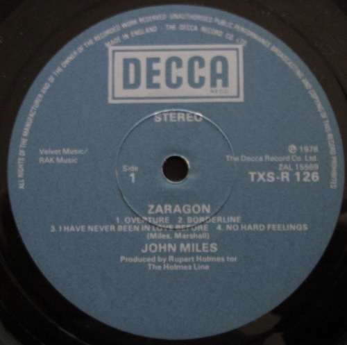 JOHN MILES  -  ZARAGON  (LP/VINYL)