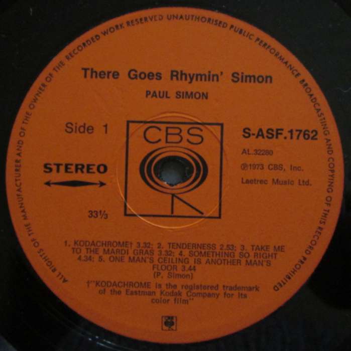PAUL SIMON - THERE GOES RHYMIN SIMON  (LP/VINYL)