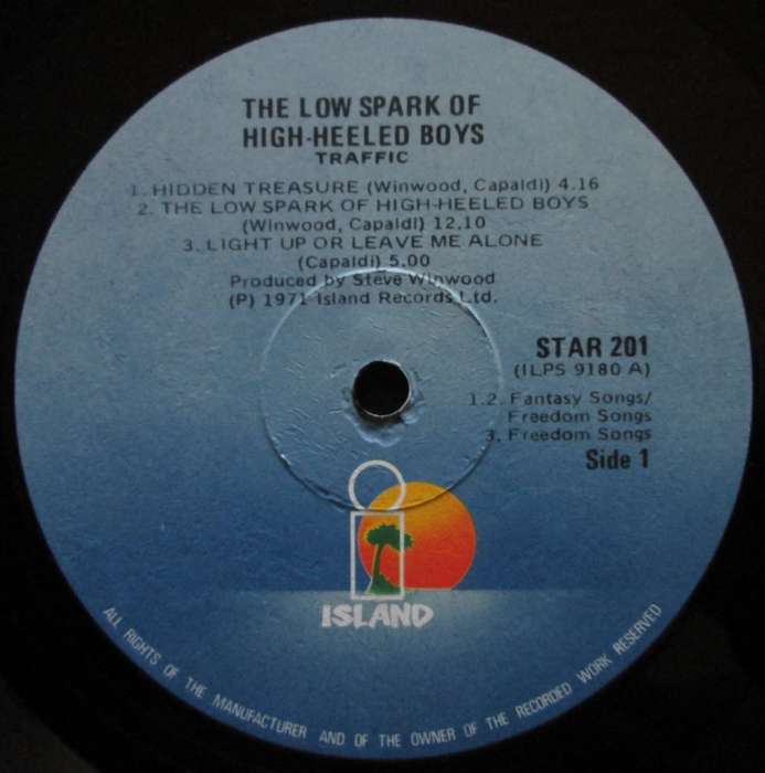 TRAFFIC - THE LOW SPARK OF THE HIGH HEELED BOYS  (LP/VINYL)