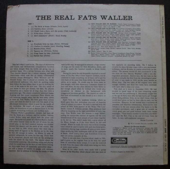 FATS WALLER - THE REAL FATS WALLER (LP/VINYL)