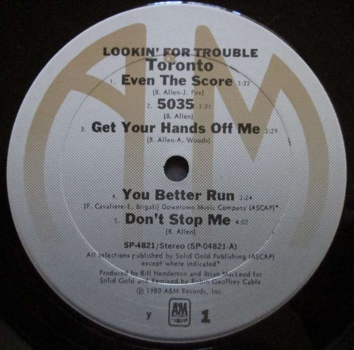 TORONTO - LOOKING FOR TROUBLE  (LP/VINYL)