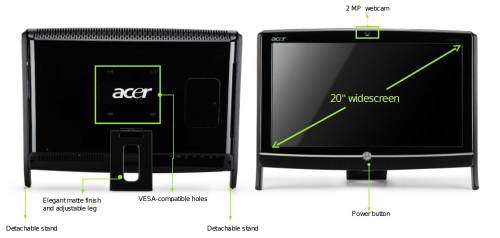 Acer Aspire Z1800 20 inch All-In-One Desktop PC (Intel Pentium Dual Core G620 2.7GHz, 4GB RAM, 500GB