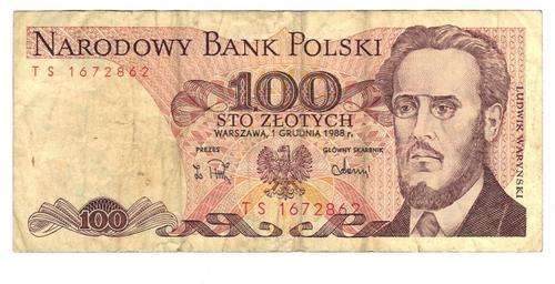POLAND 1988 100 ZLOTYCK VF AS PER SCAN