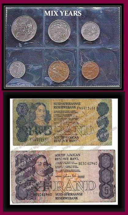 RSA SET OF 2 BANKNOTES AND A SET OF COINS - USED