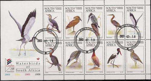 South Africa 1997 Waterbirds sheetlet of 10 very fine used