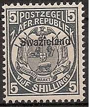 Swaziland 1889-1890 Transvaal overprinted 5s very fine mint
