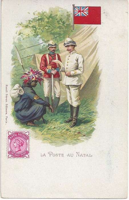 Natal French 1d postcard used, very scarce