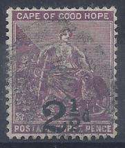 Cape of Good Hope 1891 2 half on 3d with horizontal serif to 1 fine used