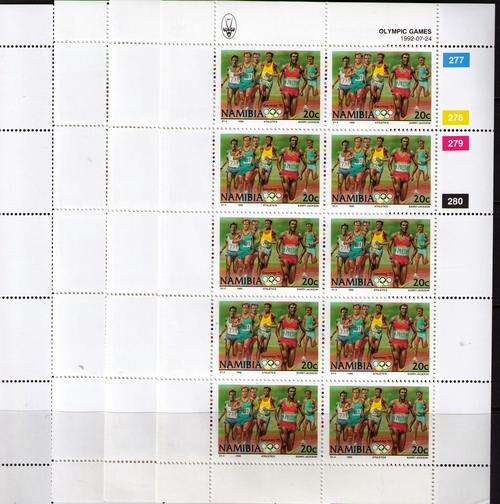 Namibia 1992 Olympic Games Barcelona set of 4 Full Sheets