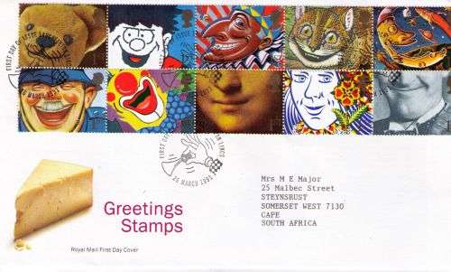 Great Britain 1990 Greetings Stamps Smiles on fdc